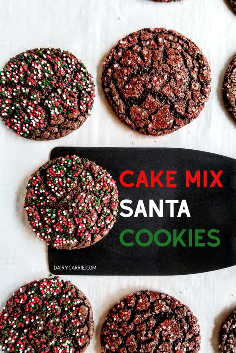 Cake Mix Santa Cookies, Christmas Cookies To Do With Kids, Brownie Cookies Christmas, Easy Chocolate Christmas Cookies, Cakemix Christmas Cookies, Christmas Cookies From Scratch, Christmas Cookies With Chocolate Chips, Christmas Brownie Cookies, Brownie Christmas Cookies