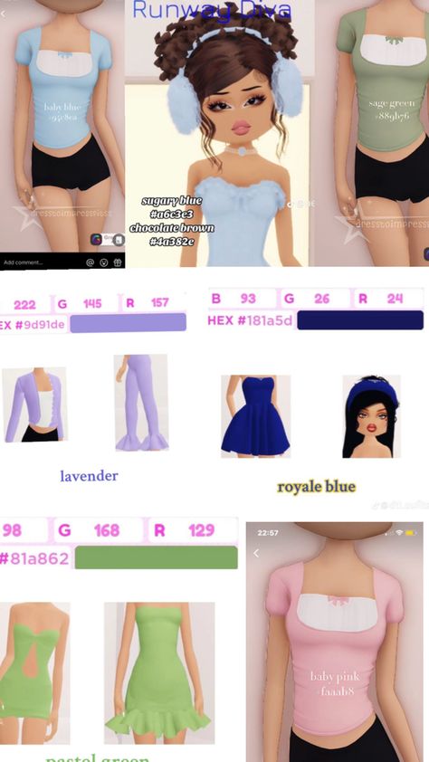 I did not make the pictures of the outfit code! So the ones who made the pictures credits goes to owners.have a good day/night! Coding For Kids, Fancy Dress Code, Cute Outfits With Leggings, Color Combos Outfit, Aesthetic Roblox Royale High Outfits, Bday Party Theme, New Jeans Style, Color Codes, Easy Trendy Outfits