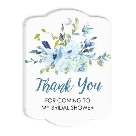 Thank guests for coming to your bridal shower with these favor tags. One set includes 24 favor tags. Each tag is 2.375" wide x 3.25" high with a 3/16" hole punched ready for you to attach your own ribbon. Color: Blue.  Pattern: floral. Bridal Shower Gift Tags, Personalized Wedding Favor Tags, Something Blue Bridal, Blue Bridal Shower, Bridal Favors, Vintage Bridal Shower, Sweet Party, Bridal Shower Favor, Modern Bridal Shower