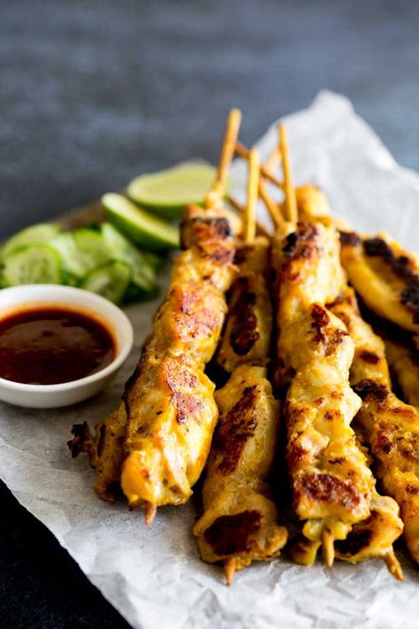 Malaysian Chicken Satay #SundaySupper | Sprinkles and Sprouts Malaysian Chicken, Chicken Satay Recipe, Satay Recipe, Cook Out, Malaysian Cuisine, Kids Swim, Chicken Satay, Malaysian Food, Chicken Skewers