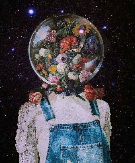 universe | space | girl | illustration Bubble Collage Art, Surrealism Art Projects For Kids, Art About Dreams, Strange Art Surrealism, Compositing Ideas, Bubble Collage, Cosmic Photography, Cosmic Aesthetic, Photo Composite