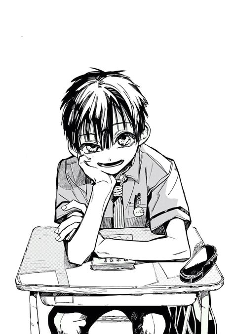 Tumblr, Manga Smile, Hanako Kun Manga, School Manga, Manga School, Ghost Boy, Fashion School, 흑백 그림, Toilet Bound