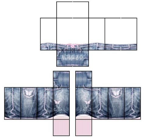 Kawaii, Roblox Clothing Templates Transparent, Roblox Clothes Templates Transparent, Kawaii Butterfly, Template Roblox, Roblox Template, Gyaru Kawaii, Butterfly Jeans, Emo Shirts