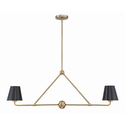 The functional and fashionable Kinston chandelier is versatile enough to fit into any interior. Stylish, modern, and minimal, the light features a metal shade offering a livable look that is chic, stylish, and understated in just the right way. Finish: Gold | Joss & Main Kinston 2 - Light Shaded Modern Linear Chandelier Metal in Yellow | 15 H x 42 W x 42 D in | Wayfair Modern Linear Chandelier, Crystorama Lighting, Kitchen Lights, Linear Suspension, Gold Interior, Modern Contemporary Design, Suspension Light, Gold Chandelier, Linear Chandelier