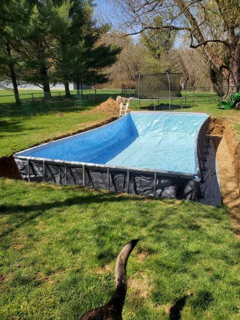 Installing an above-ground swimming pool semi-inground has become very popular. Unfortunately, all above-ground pools aren’t the same. Despite the huge price difference, many don’t know… Above Ground Pool Ideas In Ground, Inground Above Ground Pool Ideas, Above Ground Concrete Pool Diy, How To Make An Above Ground Pool Look Inground, Inground Above Ground Pool, Backfilling Above Ground Pool, Above Ground Pool Sunk In Ground, In Ground Above Ground Pool, Above Ground Pool Installation Diy