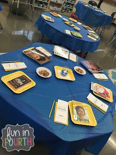 How to Host a Book Tasting to Teach Genres | Fun in Fourth Middle School Reading, Teaching Genre, Book Tasting, Reading Display, Library Events, Literacy Night, Library Inspiration, Library Activities, Elementary Library