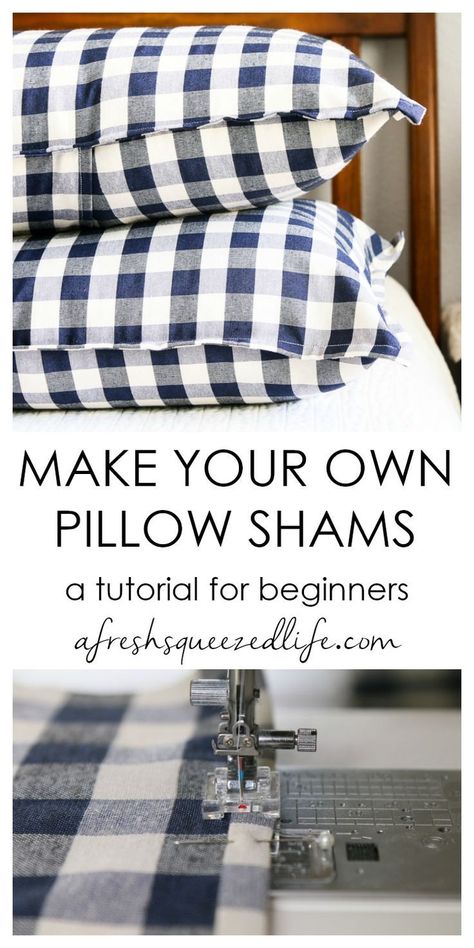 Pillow Shams are a great way to perk up your Shabby Chic/Farmhouse look! DIY a set for your bedroom using my pattern and ideas. Learn sewing basics and make this adorable project!  HOW TO MAKE PILLOW SHAMS Patchwork, Tela, See Pillow Cover, Small Gifts To Sew, Diy Pillow Shams, Make Your Own Pillow, Envelope Pillow, Diy Pillow, Diy Leder