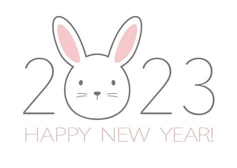 New Year's Drawings, The Year Of The Rabbit, Penguin Drawing, Happy New Year Vector, Chinese New Year Card, Rabbit Vector, Rabbit Drawing, Rabbit Crafts, New Year Art
