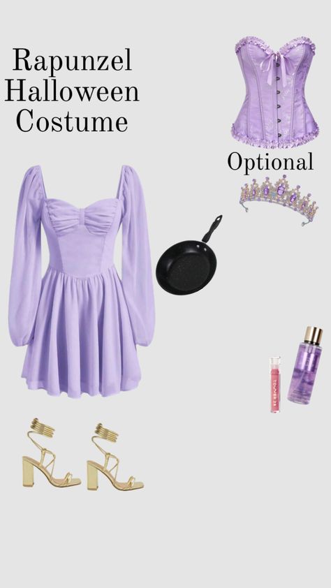 Rapunzel costume! dress, corset, heels and crown all from shein! #outfitinspo #halloweencostumrideas #halloween #rapunzel #tangled #disneyprincess #inspo #fit #costumes Simple Rapunzel Costume, Rapunzel Costume Teenage, Repunzal Tangled Halloween Costume, Cute Repunzel Costumes, Halloween Costumes Shein, Diy Rapunzel Costume Women, Rupunzle Costume, Rapunzel Diy Costume, Repunzal Halloween Costume