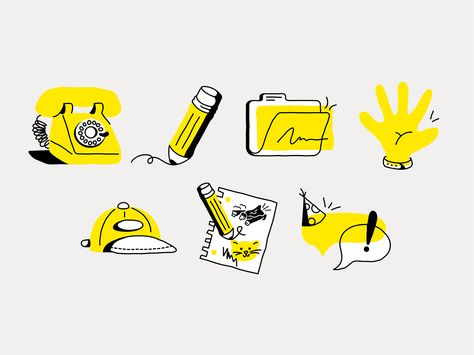 Heyo Icons by Courtney Askew for Heyo on Dribbble Visual Identity Illustration, Idea Icon Design, Cute Vector Icons, Hand Character Design, Blogger Illustration, Zip Illustration, Trends Illustration, Icons Graphic Design, Illustrated Icons
