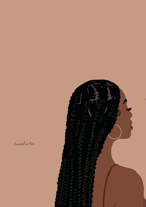 Braids Illustration, Braid Quotes, Fashion Wall Art Printables, Black Power Art, How To Draw Braids, Black Woman Artwork, Braids Pictures, Woman Art Print, Black Woman Art