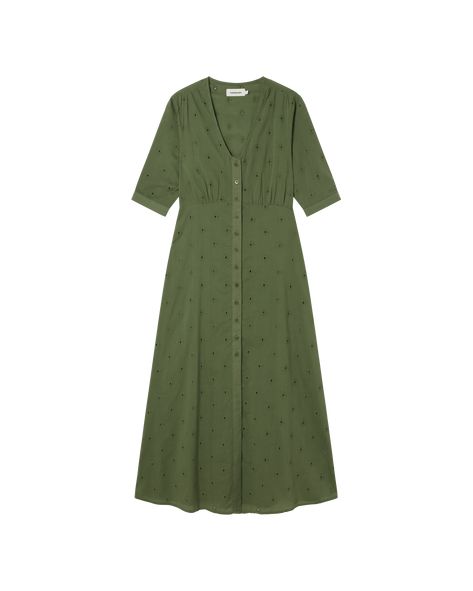 Camellia cactus green dress made of organic cotton. with Flared cut , V-neckline, 3/4 sleeve, Fabric: die-cut, Garment length: midi , Front pockets, Made In (fabric, dyeing and tailoring): India. Measurements in size S: 128 cm total length, 36 cm back width and 31, 5 cm sleeve length. 100% Organic Cotton Machine Wash At 30ª With Reduced Mechanical Action Do Not Bleach Allows Dry Clean  Do Not Tumble Dry Iron At Low Temperature. Fabric Dyeing, Kids Garments, Plus Size Party Dresses, Green Cactus, Knit Bottom, Active Wear Leggings, Skirted Swimwear, Party Looks, Knit Sweater Cardigan