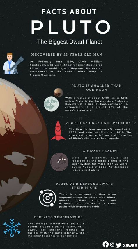 Check out for more interesting facts and figures, photos, designs and Information on xsweb Facts About Pluto, Pluto Facts, Solar System Facts, Pluto Planet, Astronomy Facts, Cool Facts, Astronomy Science, Astrology Planets, Space Facts
