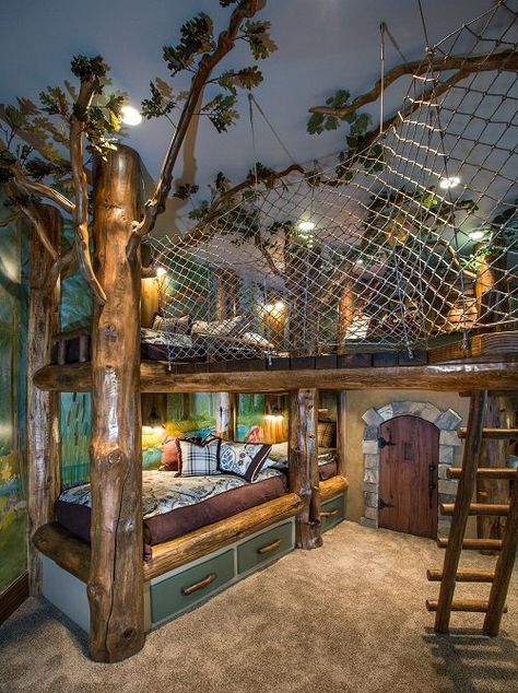 Forest Theme Bedroom, Tree House Bedroom, Forest Bedroom, Forest Room, Jungle Room, Fantasy Rooms, Bed In Closet, Dream House Rooms, Dream Room Inspiration