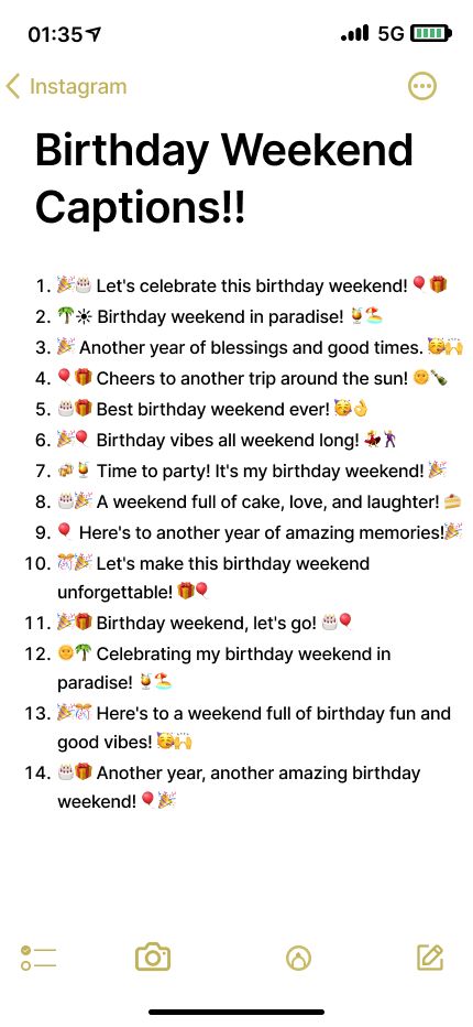 Captions For Self Birthday Post, Birthday Weekend Captions, Birthday Dinner Captions, Birthday Celebration Caption, Birthday Weekend Quotes, 14th Birthday Captions, 20 Birthday Captions Instagram, Birthday Captions For Myself, Weekend Captions