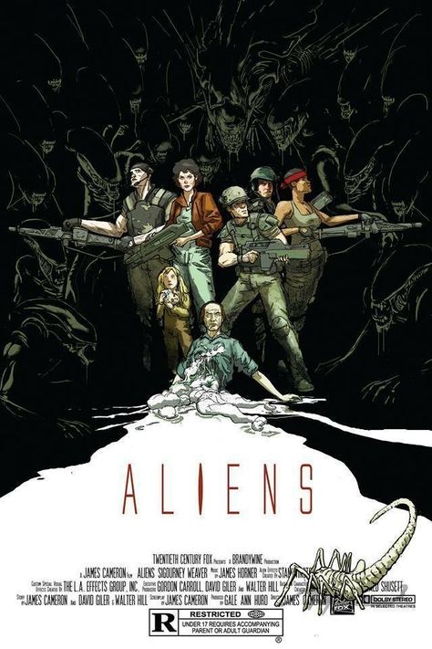 A L I E N S Alien Movie Art, Aliens Poster, Alien Horror, Horror Poster, Aliens 1986, Alien Movie, Arte Alien, Best Movie Posters, Sigourney Weaver