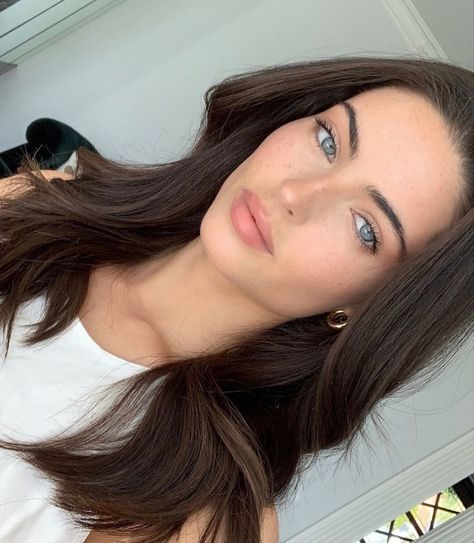 Brown Hair On Fair Skin Blue Eyes, Expensive Brown Hair, Pale Dark Hair, Dark Brown Hair Pale Skin, Brown Hair Blue Eyes Pale Skin, Fair Skin Dark Hair, Brown Hair Blue Eyes Girl, Brunette Hair Pale Skin, Brown Hair And Grey Eyes