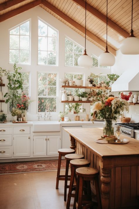 40+ Cozy Cottage Kitchen Ideas Cottage Kitchens, Kitchen With Windows, Small Cottage Kitchens, Cottage Kitchen Ideas, Cottage Core Kitchen, Cozy Cottage Kitchen, Small Kitchen Decor, Cottage Interior, Decor Shabby Chic