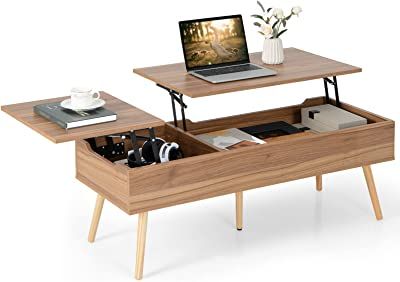 Rectangle Coffee Table Wood, Central Table, Hidden Compartments, Lift Top Coffee Table, Brown Living Room, Coffee Table With Storage, Center Table, Hidden Storage, Coffee Table Wood