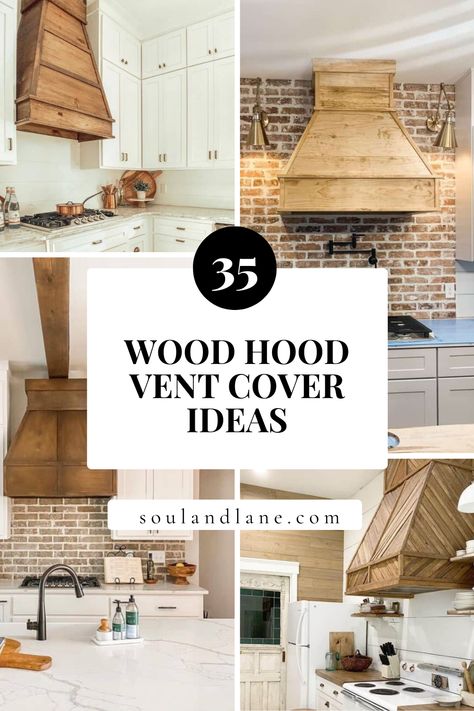 Breathe new life into your kitchen with our selection of wood hood vent cover ideas. These designs are not just functional; they are a statement of style and warmth. Imagine the rich textures and natural colors of wood blending seamlessly with your kitchen's decor, turning a simple vent hood into a striking feature. Whether you prefer a rustic charm or a sleek, modern look, we'll guide you through the forest of possibilities to find the perfect wood vent cover that makes your kitchen feel more i Wood Kitchen Range Hood, Barn Wood Range Hood, Kitchen Cabinet Vent Hood, Natural Wood Range Hood, Faux Oven Hood, Stained Vent Hood With White Cabinets, Farmhouse Kitchen Vaulted Ceiling, Kitchen Wood Hood Ideas, Wooden Range Hood Cover