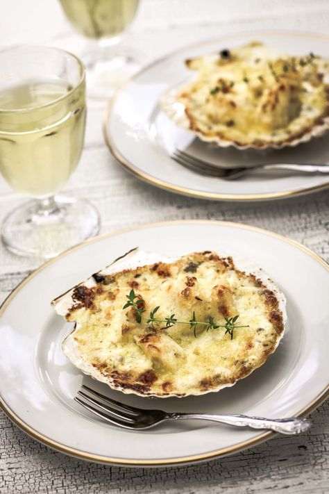 Coquilles Saint Jacques - Julia Child Recipes | The Culinary Travel Guide #JuliaChild #Scallops #Appetizer #CoquillesStJacques #FrenchFood #Recipes Shellfish Recipes, Scallops Appetizer, Beef Tenderloin Recipe, Coquille St Jacques, Julia Child Recipes, Coquille Saint Jacques, Seafood Entrees, Tenderloin Recipe, St Jacques