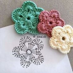 Corak Bunga, Crochet Flowers Easy, Crochet Flowers Free Pattern, Crocheted Flowers, Crochet Blog, Crochet Flower Tutorial, Crochet Rose, Chale Crochet, Crochet Flower Patterns