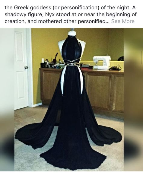 Goddess Of Love Outfit, Nyx Goddess Outfit, Villainess Outfit Ideas, Villian Dress, Goddess Clothes, Villain Dresses, Fantasy Dresses, Seductive Clothes, Fantasy Gowns