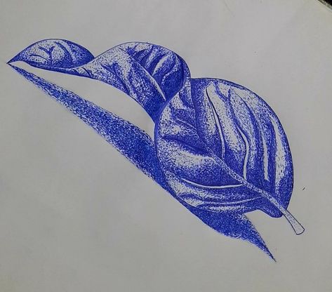 Drawing and shading of leaf with pen Stippling, Drawing And Shading, Stippling Art, Leaf Drawing, Dry Leaf, Pen Art, School Art, Pen Drawing, Blue Ink