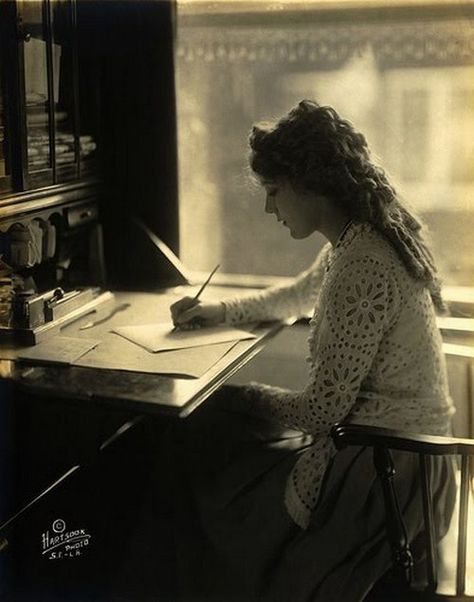 www.girlinthejitterbugdress.com loves this vintage pic of girl writing. Writing