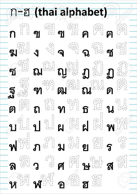 this is a thai ABC sheet to trace if you are thai and you forgot to spell it so here it is to help you if you would like Alfabet Thailand, Learning Thai, Thai Phrases, Thailand Language, Thai Alphabet, Learn Thai Language, Materi Bahasa Jepang, Thai Words, Learn Thai