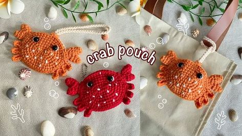 Crochet Crab Pouch & Bag Charm 🦀 | Easy Tutorial Crochet No-Sew Ocean Animal 🦀 🙌 Unique Crochet Bags You Need - follow the link ☝️ #crochetbagaesthetic flower crochet bag aesthetic tutorial crochet bag aesthetic outfit crochet bag aesthetic summer crochet bag aesthetic pattern phone bag crochet crochet handbags crochet bag base crochet bag black crochet bag brown crochet bag base #crochetbagbeginner #crochetbagbig crochet bag charm free pattern #crochetbagcute #crochetbagdiy Crochet Bag Charm Pattern, Crochet Office Decor, Crochet Pouch Free Pattern, Crochet Ocean Animals, Crochet Bag Ideas, Pouch Crochet Pattern, Ocean Crochet, Crochet Ocean, Crochet Charms