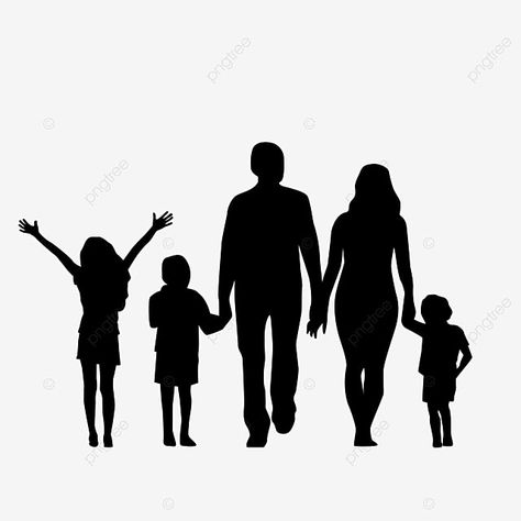 Family Of Three Silhouette, Family Silohettes, Siluete Umane Familie, Family Of 5 Silhouette, Family Siluet, Family Silhouette Art, Silhouette Character, Family Black And White, Family Silhouette