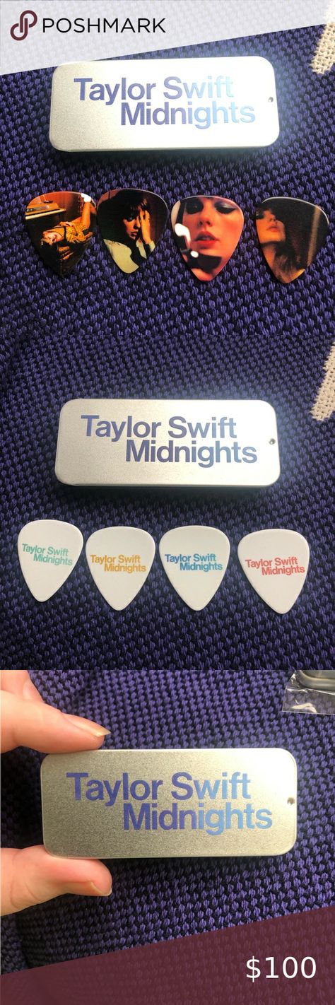 NIB: Set of 4 Taylor Swift Midnights Guitar Picks Taylor Swift Guitar Pick, Guitar Picks Diy, Taylor Swift Guitar, 2023 Festival, Taylor Swift Midnights, Dream Things, Music Crafts, Taylor Swift Album, 12th Birthday