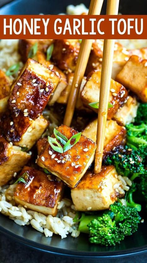 Chinese Style Tofu Recipes, Tofu Recipes For Dinner, Tofu Honey Garlic, Delicious Tofu Recipes Healthy, Tofu Recipes Honey Garlic, Tofu Broccoli Rice Bowl, Tofu Wok Recipes, Microwave Tofu Recipes, Stirfry Tofu Recipes