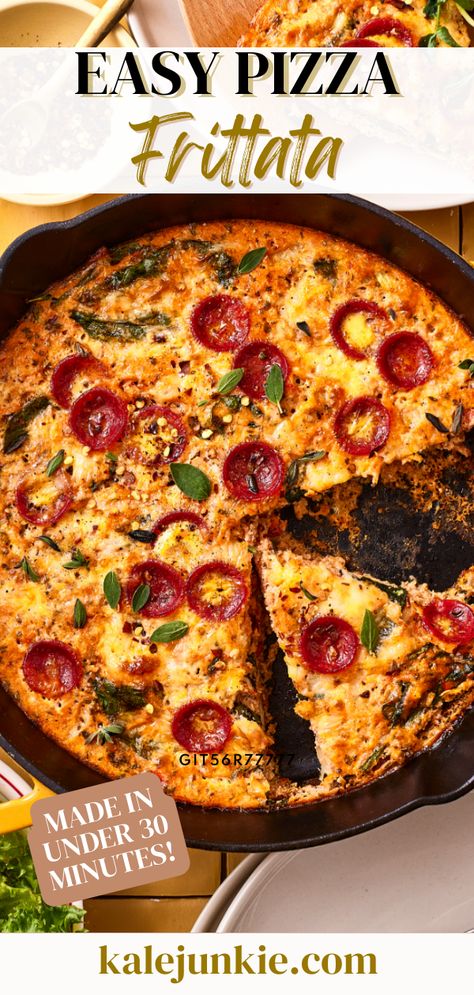 Cabin Breakfast, Pizza Frittata, Frittata Recipes Breakfast, Healthy Frittata, Pepperoni Recipes, Quick Smoothies, Popular Dinner Recipes, Frittata Recipe, Egg Dishes