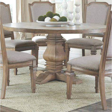 Highlight your home's traditional theme with the addition of this French neoclassical-inspired round table into your dining ensemble. Dining Room Design Round Table, Dining Room With Round Table, Table Styling Dining, Round Kitchen Table And Chairs, Neoclassic Design, Round Dining Table Decor, White Round Dining Table, Dining Table Chandelier, Large Round Dining Table