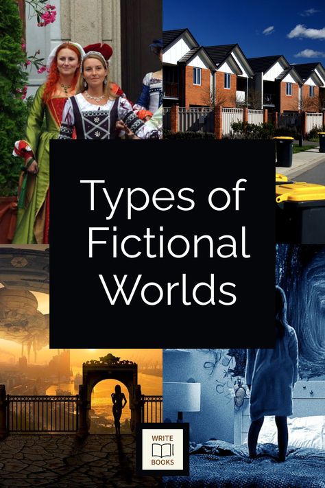 Writers use many types of fictional worlds as settings -- from present day reality to exotic fantasy worlds. Type Of Fantasy Worlds, Types Of Fantasy Worlds, World Building Checklist, Creative Writing Techniques, Writing Guide, Book Genre, Fantasy Worlds, Story Structure, Types Of Books