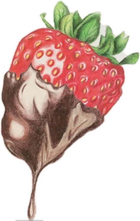 chocolate dipped strawberry Chocolate Covered Strawberry Drawing, Chocolate Strawberry Drawing, Chocolate Dipped Strawberry, Strawberry Drawing, Chocolate Dipped Strawberries, Senior Trip, Strawberry Dip, Chocolate Strawberry, Mural Wall