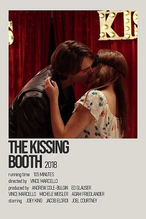 Kissing Booth Aesthetic, The Kissing Booth Movie, Kissing Booth Movie, Booth Aesthetic, Sweet Romance Books, Famous Movie Posters, The Kissing Booth, Movie Collage, Film Posters Minimalist