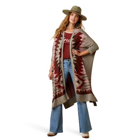 Ariat Outfit Women, Plus Size Western Outfits Woman, Southwest Design, Soft Cardigan, Style Cardigan, Cool Summer, Fashion Tv, Lightweight Cardigan, Womens Cardigan