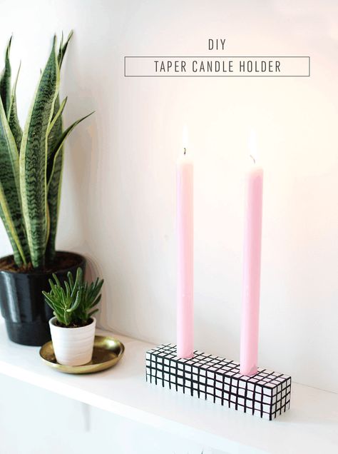Diy Taper Candle Holders, Diy Candle Holder, Stick Decor, Candles Wedding, Hout Diy, Diy Candle Holders, Diy Candle, Tall Candle, Diy Home Decor Ideas