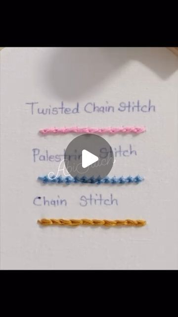 Twisted Chain Stitch, Palestrina Stitch, Basic Hand Embroidery, Basic Hand Embroidery Stitches, Embroidery Stitches Beginner, Twisted Chain, Stitches Embroidery, Hand Embroidery Videos, Basic Embroidery Stitches