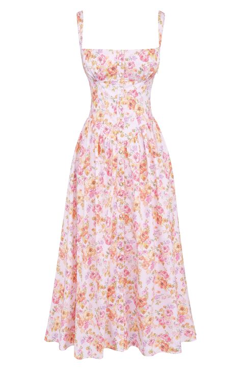 HOUSE OF CB Tatiana Corset Dress in Pink Floral Print at Nordstrom, Size Small A #HOUSE OF CB Tatiana Corset Dress in Pink Floral Print at Nordstrom, Size Small A #corset dresses #dresses #outfits #background #wallpaper Couture, Midi Skirt Fall, Fitted Midi Skirt, Midi Sundress, House Of Cb, Grad Dresses, Fall Skirts, Feminine Look, Corset Dress