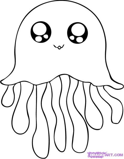 Jellyfish Craft Template | how to draw a cartoon jellyfish step 5 Jellyfish Coloring, Decoration Creche, Easy Animal Drawings, Fish Coloring Page, Easy Drawing Steps, Cartoon Drawings Of Animals, Easy Cartoon Drawings, Easy Animals, Easy Drawings For Kids