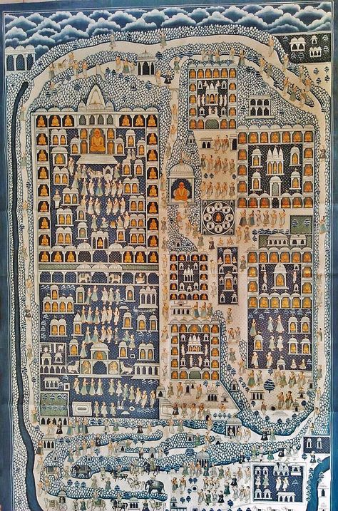 Palitana Jain Temple Painting, Jainism Paintings, Palitana Jain Temple, Jain Paintings, Mughal Miniature Paintings, Seni Arab, Jain Temple, Mughal Paintings, Art Carte