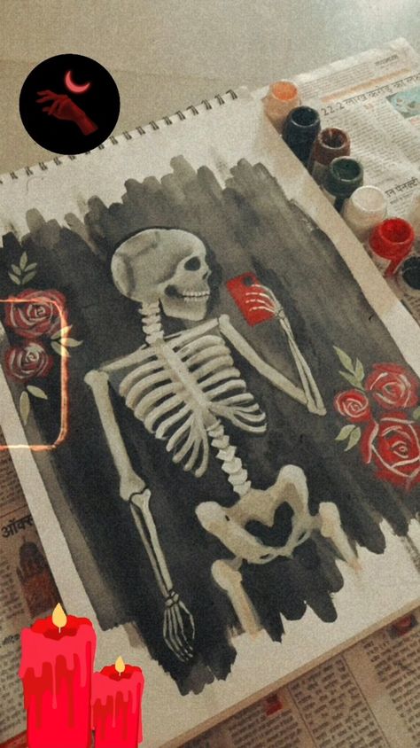 Skeleton Mirror Selfie, Skeleton Art Aesthetic, Skeleton Mirror, Skeleton Painting, Aesthetic Selfie, Selfie Art, Skeleton Bones, Meaningful Drawings, Roses Vintage