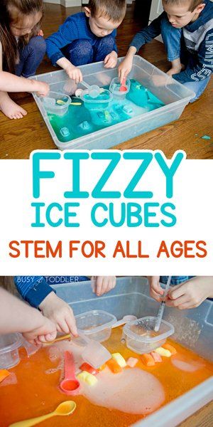 Fizzy Ice Cubes: Kids Science Experiment - Busy Toddler Kids Science Experiment, Vetenskapliga Experiment, Science Activities For Toddlers, Science Activity For Kids, Science Experiments Kids Preschool, Easy Stem, Toddler Science Experiments, Science For Toddlers, Science Week