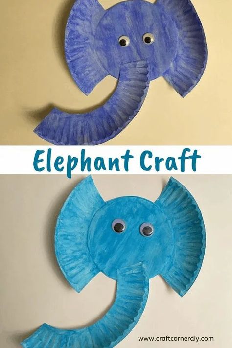 Kunst For Barn, Elephant Craft, Zoo Crafts, Zoo Animal Crafts, Paper Plate Animals, Paper Plate Craft, Elephant Crafts, Toddler Arts And Crafts, Preschool Art Activities