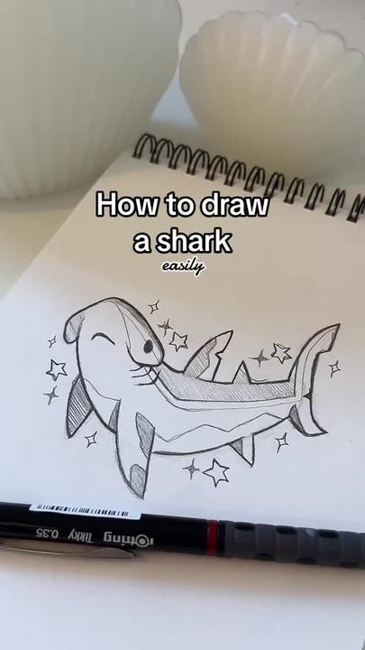 Skitse Bog, Shark Drawing, Seni Pastel, Desen Realist, Drawing Ideas List, Seni Dan Kraf, Kraf Diy, Creative Drawing Prompts, Art Tools Drawing