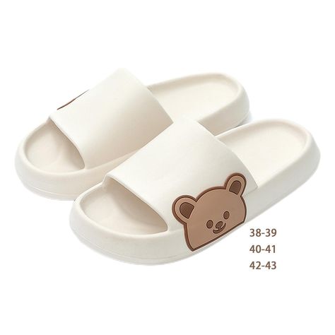 Soft Bottom Home Slippers Fashion Slides for Indoor Outdoor Bathroom Hotel Description: Comfortable Home Slippers: The slippers are made of premium EVA, soft and comfortable. Anti Slip Slippers: Non slip texture of sole, wear resistant and anti slip. Bear Slippers: There is also with printed bear, adorable and charming. Suitable For: This casual slippers are suitable for summer, pool, beach, etc. Great Gift: The summer slippers are perfect gifts for families, friends. Specification: Material: EV Cute Home Slippers, Bathroom Slippers For Women, Home Slippers Aesthetic, Aesthetic Slippers, Bath Slippers, Home Slippers Women, Gifts For Families, Trendy Slippers, Indoor Outdoor Bathroom